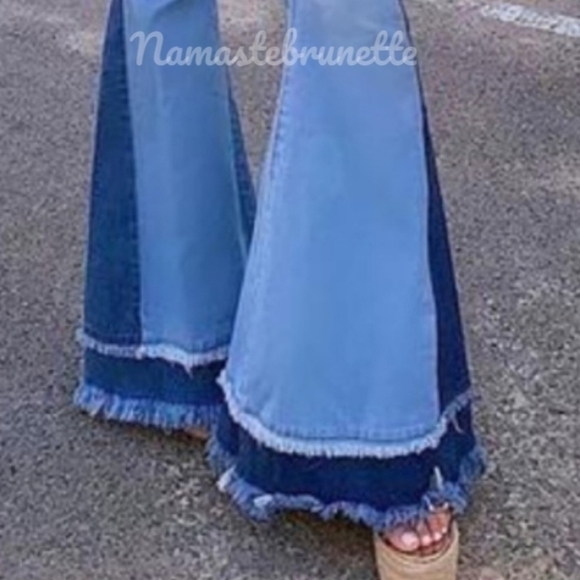 Fashion Nova High Waisted Extreme Bell Bottom Jeans With Frayed Hem - Picture 3 of 14